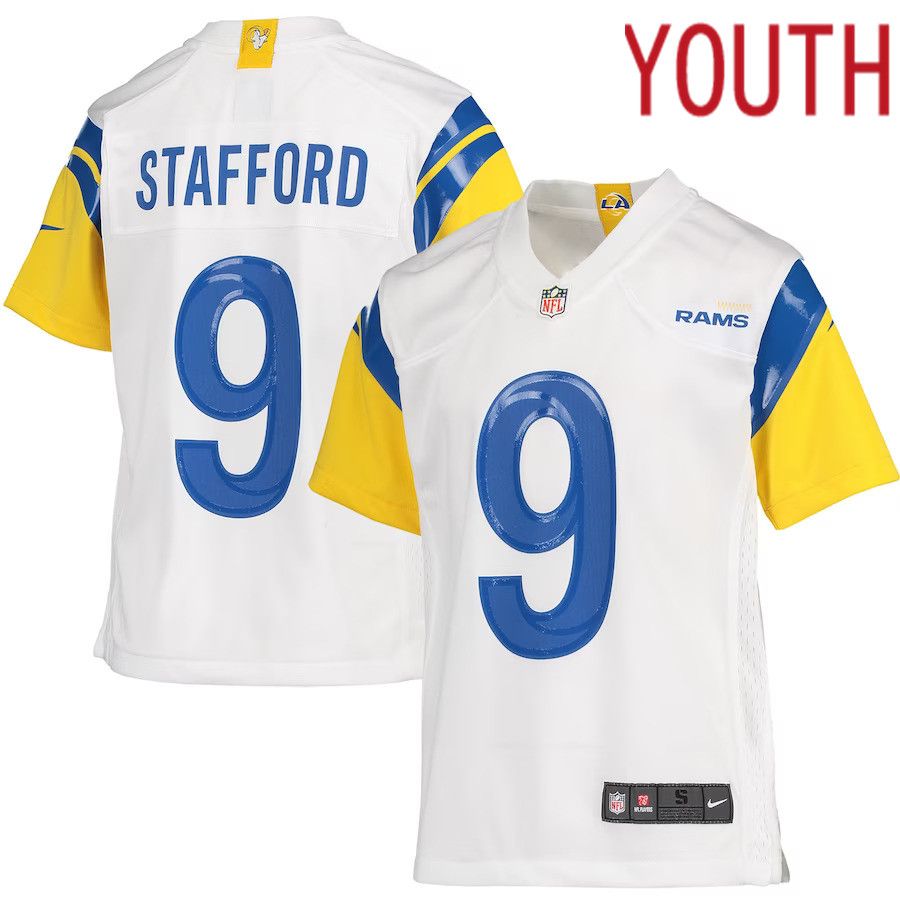 Youth Los Angeles Rams 9 Matthew Stafford Nike White Game NFL Jersey